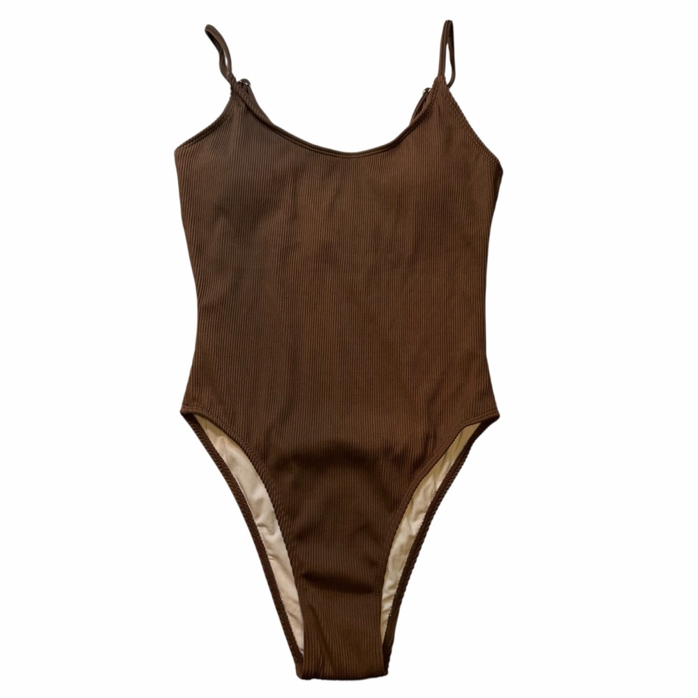Amazon Brown Ribbed One-Piece Swimsuit